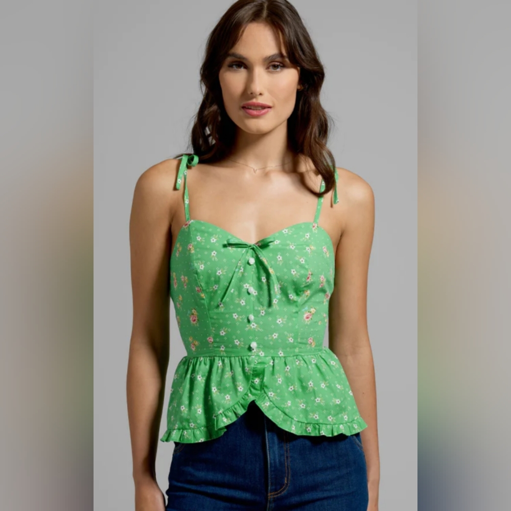 GUNNE SAX for ModCloth Super Bloom Peplum Top, NWT, XL